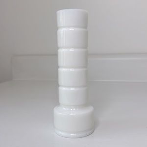 Vintage 🌸 MCM Milk Glass Stacked Rings Ribbed Flower Bud Vase Home Decor
